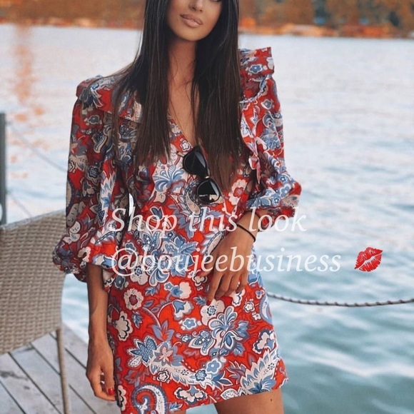 ZARA Ruffled Print Dress - Picture 5 of 11